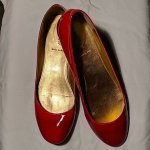J Crew Red Patent Leather Flats 8.5